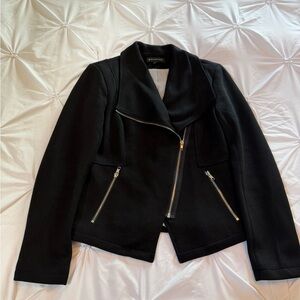 Black Asymmetrical Zip Wool-Blend Jacket by Banana Republic
